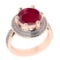 3.60 Ctw SI2/I1 Ruby and Diamond 14K Rose Gold Engagement Halo Ring