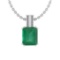 Certified 6.40 Ctw Emerald and Diamond I2/I3 14K White Gold Victorian Style Pendant Necklace