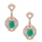 6.20 Ctw VS/SI1 Emerald And Diamond 14K Rose Gold Dangling Earrings (ALL DIAMOND ARE LAB GROWN )