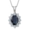 Blue Sapphire and Diamond Accented Pendant 14k White Gold 1.70ctw