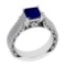 2.11 Ctw SI2/I1 Blue Sapphire and Diamond 14K White Gold Engagement Ring