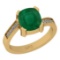 2.38 Ctw SI2/I1 Emerald And Diamond 14K Yellow Gold Ring