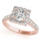 Certified 1.05 Ctw SI2/I1 Diamond 14K Rose Gold Anniversary Halo Ring