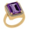Certified 5.74 Ctw Amethyst And Diamond I1/I2 14K Yellow Gold Vintage Anniversary Ring