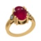 5.60 CtwSI2/I1 Ruby And Diamond 14K Yellow Gold Vintage Style Ring