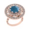 5.77 Ctw SI2/I1 Aquamarine And Diamond 14K Rose Gold Engagement Ring