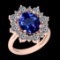 5.79 Ctw VS/SI1 Tanzanite And Diamond 10K Rose Gold Vintage Style Ring