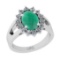 3.02 Ctw SI2/I1 Emerald And Diamond 14K White Gold Engagement Ring