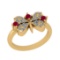 0.40 Ctw SI2/I1 Ruby And Diamond 14K Yellow Gold Ring