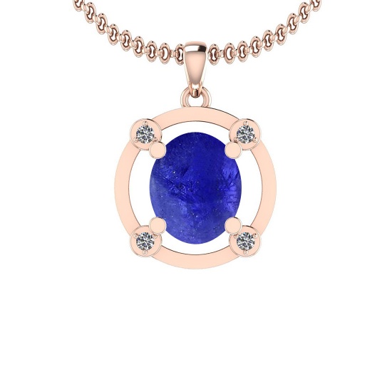 Certified 4.50 Ctw Tanzanite and Diamond I1/I2 14K Rose Gold Victorian Style Pendant