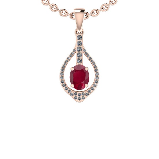 1.07 Ctw SI2/I1 Ruby And Diamond 14K Rose Gold Vintage Style Pendant