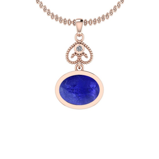 Certified 5.43 Ctw Tanzanite and Diamond I1/I2 14K Rose Gold Victorian Style Pendant