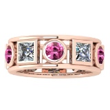 Certified 3.00 Ctw I2/I3 Pink Sapphire And Diamond 14K Rose Gold Vingate Style Band Ring