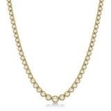 Milgrain Eternity Diamond Tennis Necklace 14k Yellow Gold (7.05ct)