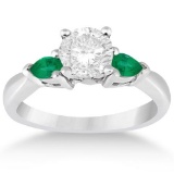 Pear Cut Three Stone Emerald Engagement Ring Platinum 1.50ctw