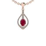 1.07 Ctw SI2/I1 Ruby And Diamond 14K Rose Gold Vintage Style Pendant