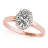 CERTIFIED 14KT ROSE GOLD .95 CTW J-K/VS-SI1 DIAMOND HALO ENGAGEMENT RING