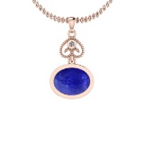 Certified 5.43 Ctw Tanzanite and Diamond I1/I2 14K Rose Gold Victorian Style Pendant
