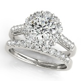 Certified 1.70 Ctw SI2/I1 Diamond 14K White Gold Bridal Wedding Set Ring