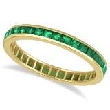 Princess-Cut Emerald Eternity Ring Band 14k Yellow Gold 1.36ctw