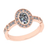 1.00 Ctw SI2/I1 Diamond 14K Rose Gold Engagement Halo Ring