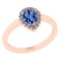 0.91 Ctw I2/I3 sapphire And Diamond 14K Rose Gold Engagement Ring