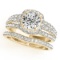 Certified 1.55 Ctw SI2/I1 Diamond 14K Yellow Gold Engagement Halo Set Ring