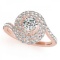 Certified 0.90 Ctw SI2/I1 Diamond 14K Rose Gold Engagement Halo Ring