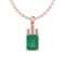 Certified 2.59 Ctw Emerald and Diamond I2/I3 14K Rose Gold Victorian Style Pendant Necklace