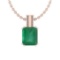Certified 6.40 Ctw Emerald and Diamond I2/I3 14K Rose Gold Victorian Style Pendant Necklace