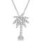 Palm Tree Shaped Diamond Pendant Necklace 14k White Gold 1/4ctw