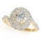 Certified 0.90 Ctw SI2/I1 Diamond 14K Yellow Gold Engagement Halo Ring