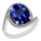 Certified 6.13 Ctw VS/SI1 Tanzanite and Diamond 14K White Gold Vintage Style Ring