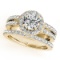 Certified 1.50 Ctw SI2/I1 Diamond 14K Yellow Gold Engagement Halo Set Ring