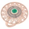 0.88 Ctw I2/I3 Emerald And Diamond 14K Rose Gold Engagement Ring