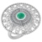 0.88 Ctw I2/I3 Emerald And Diamond 14K White Gold Engagement Ring