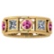 Certified 3.00 Ctw I2/I3 Pink Sapphire And Diamond 14K Yellow Gold Vingate Style Band Ring