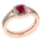 0.80 Ctw SI2/I1 Ruby And Diamond 14K Rose Gold Ring