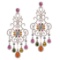 24.00 Ctw VS/SI1 Multi Stone Sapphire And Diamond 14K Rose Gold Dangling Earrings
