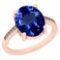 Certified 4.71 Ctw VS/SI1 Tanzanite and Diamond 14K Rose Gold Vintage Style Ring