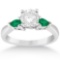 Pear Cut Three Stone Emerald Engagement Ring 14k White Gold 1.50ctw