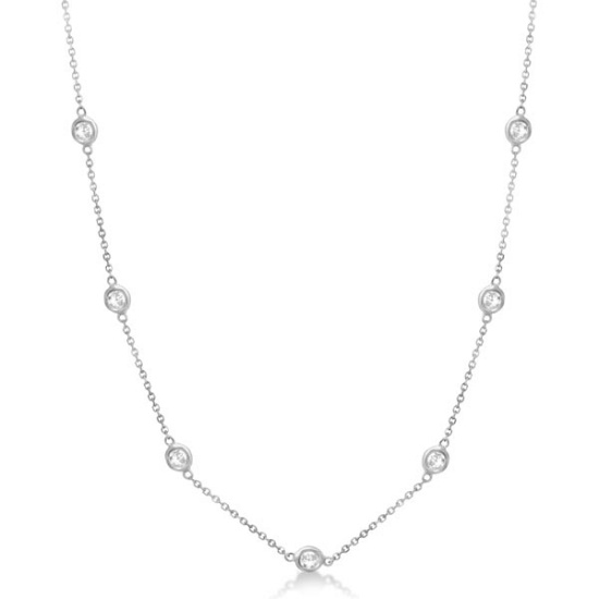 Diamond Station Necklace Bezel-Set 14K White Gold 0.50ctw