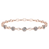 0.85 Ctw SI2/I1 Diamond Ladies Fashion 18K Rose Gold Tennis Bracelet