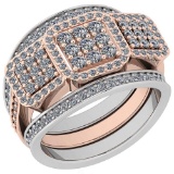 Certified 1.36 Ctw Diamond SI2/I1 2 Tone Engagement 14K Rose And White Gold Ring