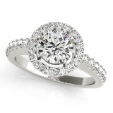 Certified 1.30 Ctw SI2/I1 Diamond 14K White Gold Engagement Halo Ring