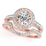 Certified 1.70 Ctw SI2/I1 Diamond 14K Rose Gold Bridal Engagement Halo set Ring