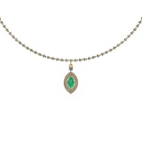 Certified 5.23 Ctw Emerald And Diamond SI2/I1 14K Yellow Gold Pendant Necklace