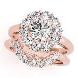 Certified 1.40 Ctw SI2/I1 Diamond 14K Rose Gold Engagement Set Ring