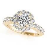 Certified 1.00 Ctw SI2/I1 Diamond 14K Yellow Gold Engagement Halo Ring