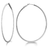Inside-Outside Pave Oval Diamond Hoop Earrings 14k White Gold 0.65ctw